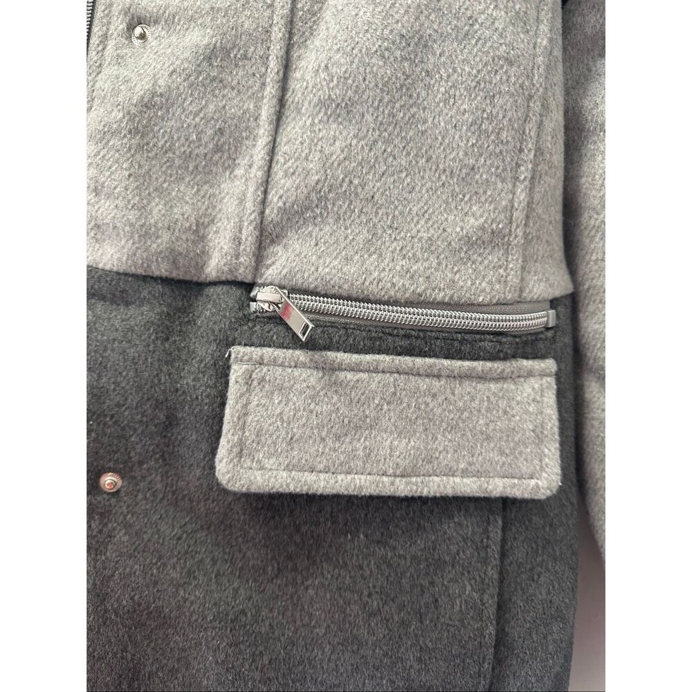 New York & Company Small Wool Blend Color Block Hooded Coat Gray Winter Jacket C - Picture 7 of 14